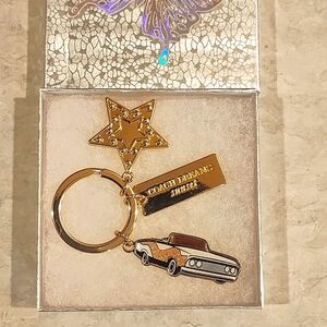 COACH DREAMERS SUNSET PINK CADILLAC GOLD STAR & BANNER KEY CHAIN / BAG CHARM